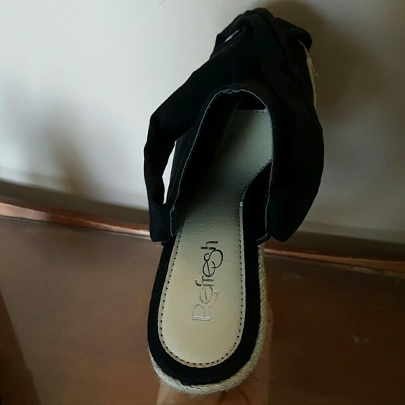 Refresh Black Suede Bow Tie Espadrilles - Picture 3 of 5